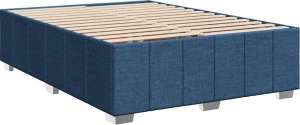 vidaXL κρεβάτι continental με στρώμα, μπλε ύφασμα, 160x200cm