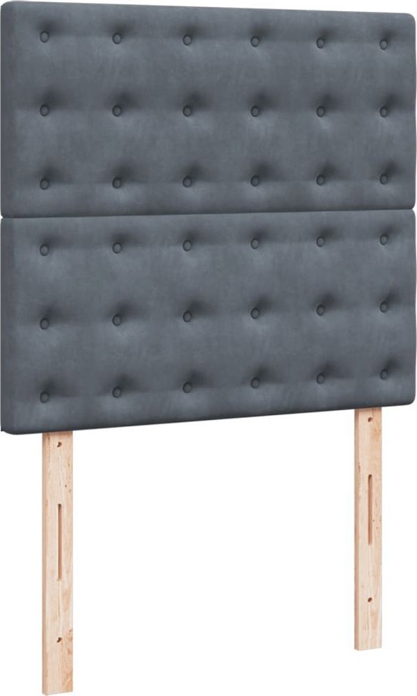 vidaXL Κρεβάτι Continental με στρώμα, σκούρο γκρι βελούδο, 90x190 εκ