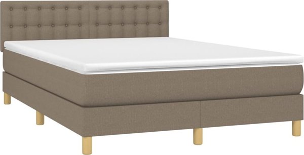 vidaXL Κρεβάτι continental με στρώμα, ταουπ, ύφασμα, 140x200 cm
