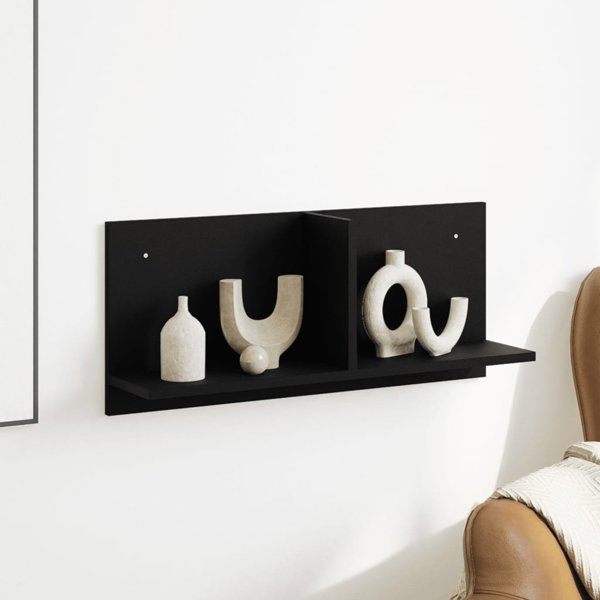 vidaXL Επιτοίχιο ράφι, 70x16,5x30 cm, μαύρο, από ξύλινο υλικό