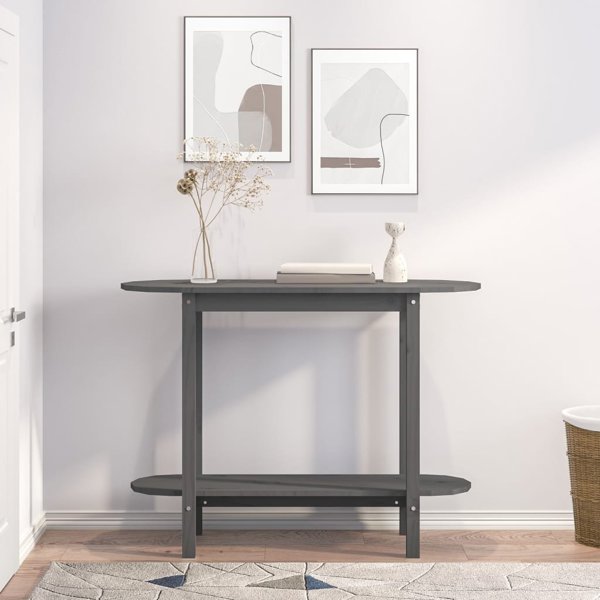 vidaXL Stolik konsolowy, szary, 110x40x80 cm, lite drewno sosnowe