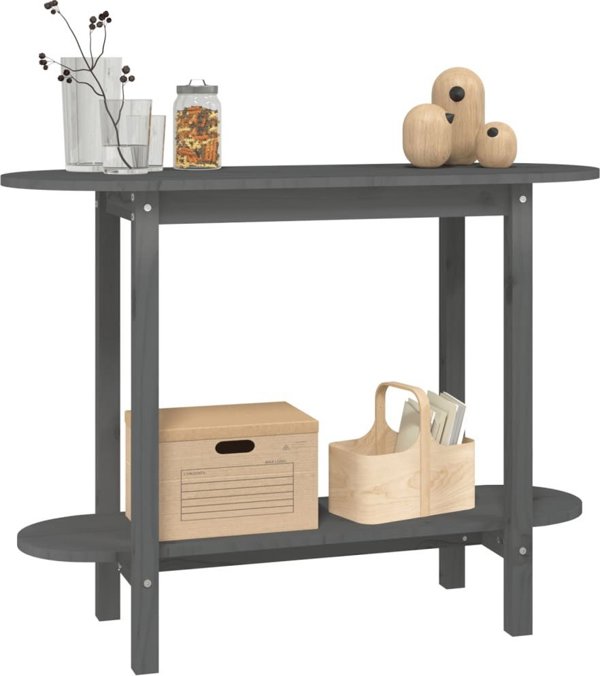 vidaXL Stolik konsolowy, szary, 110x40x80 cm, lite drewno sosnowe