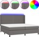 vidaXL Κρεβάτι Continental με στρώμα και LED, γκρι δερματίνη, 200x200 εκ