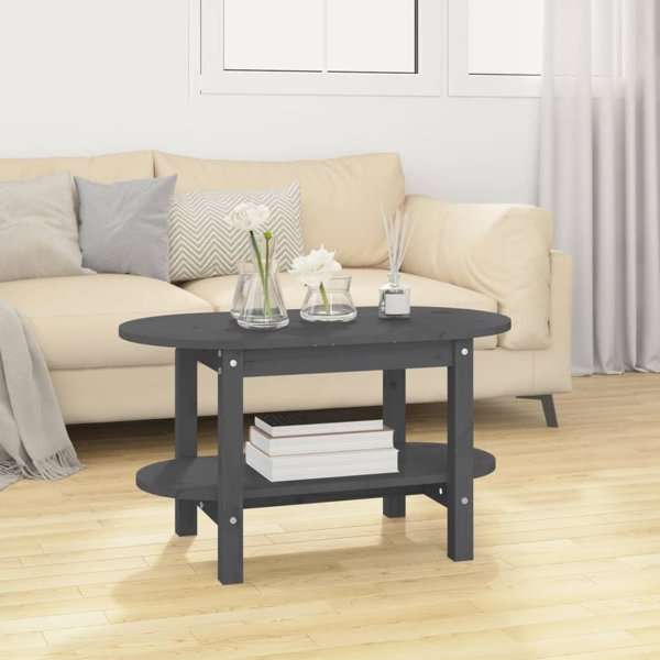 vidaXL vidaXL Stolik kawowy, szary, 80x45x45 cm, lite drewno sosnowe