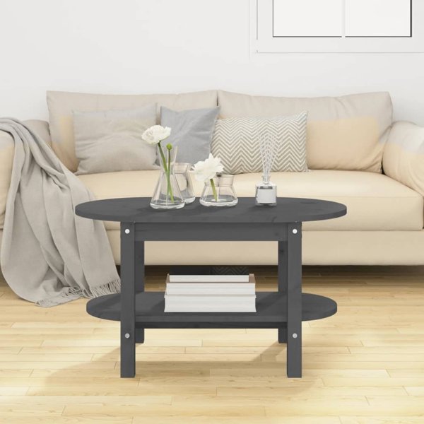vidaXL vidaXL Stolik kawowy, szary, 80x45x45 cm, lite drewno sosnowe