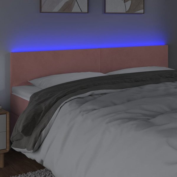 vidaXL Κεφαλάρι κρεβατιού με LED, ροζ βελούδο, 200x5x78/88 εκ.