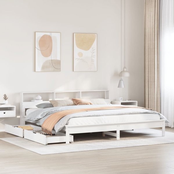 vidaXL Loko me to rafaki, xwris m a tres, leuko, 180x200 cm, sosno