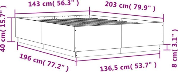 vidaXL Κρεβατοκάμαρα, γκρι δρυς Sonoma, 140x200 εκ., υλικό ξυλείας
