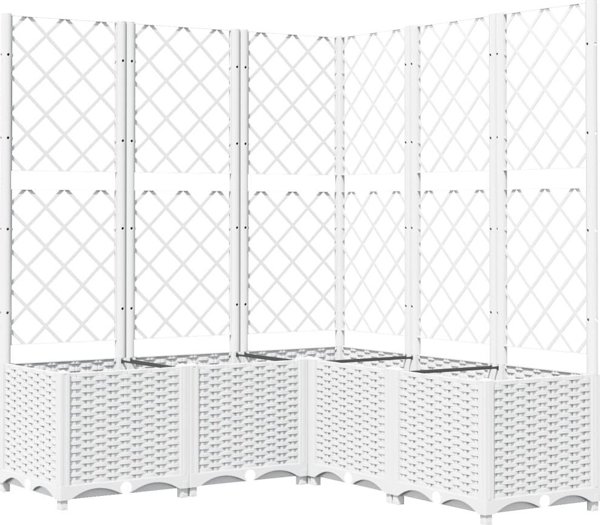 vidaXL Γλάστρα κήπου με πλέγμα, λευκή, 120x120x136 εκ., PP