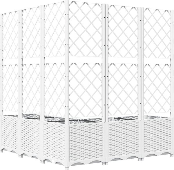 vidaXL Γλάστρα κήπου με πλέγμα, λευκή, 120x120x136 εκ., PP