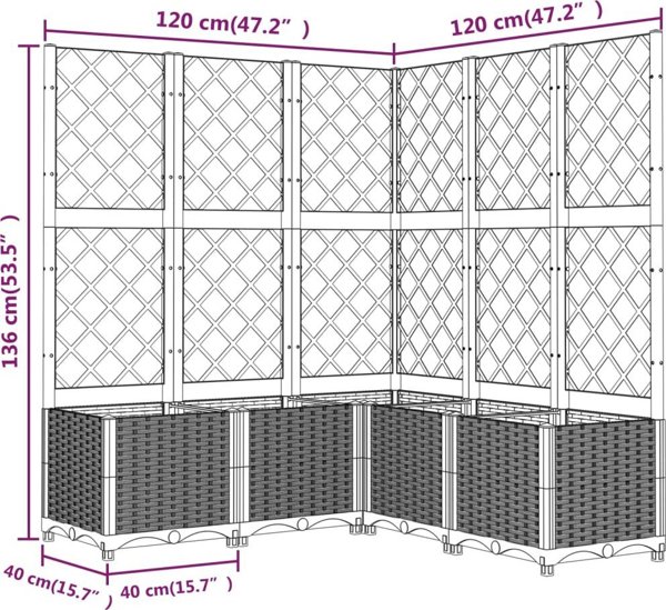 vidaXL Γλάστρα κήπου με πλέγμα, λευκή, 120x120x136 εκ., PP