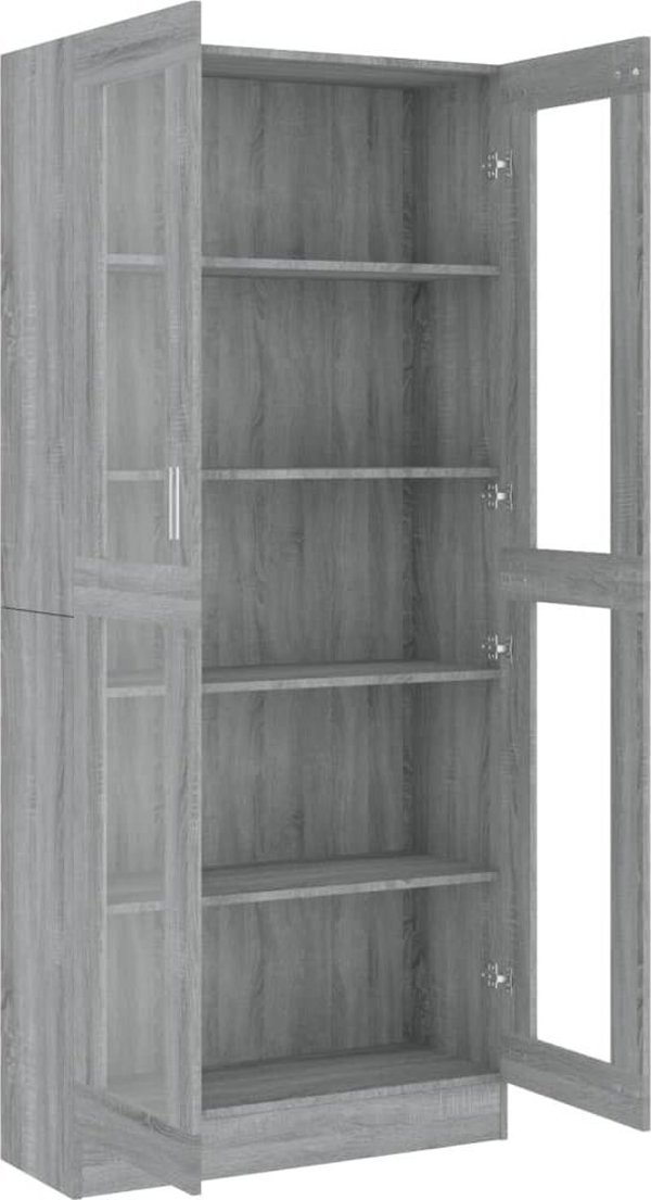 vidaXL Witryna, szary dab sonoma, 82,5x30,5x185,5 cm