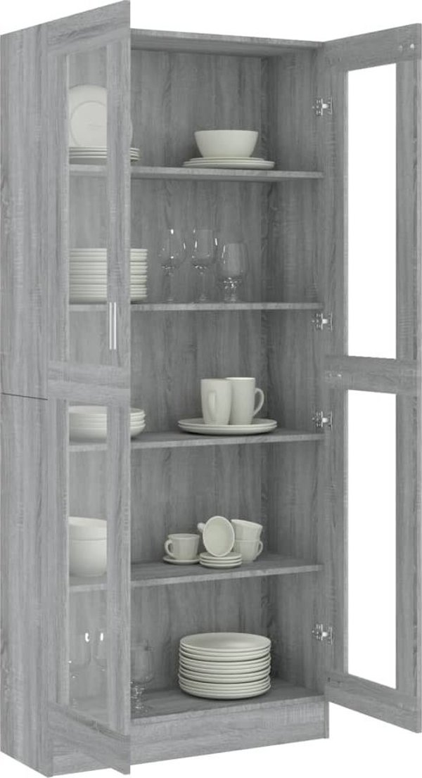 vidaXL Witryna, szary dab sonoma, 82,5x30,5x185,5 cm