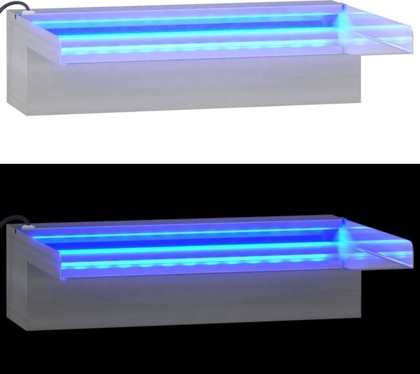 vidaXL Wylewka do wodospadu z RGB LED, stal nierdzewna, 30 cm