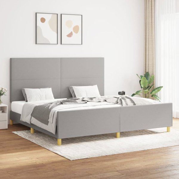 vidaXL Κρεβατοκάμαρα με κεφαλάρι ανοιχτό γκρι 200x200 cm με υφασμάτινη επένδυση