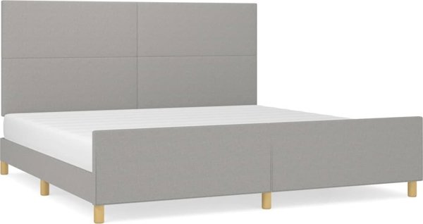 vidaXL Κρεβατοκάμαρα με κεφαλάρι ανοιχτό γκρι 200x200 cm με υφασμάτινη επένδυση