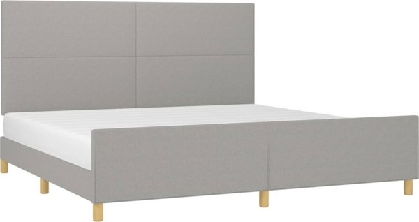 vidaXL Κρεβατοκάμαρα με κεφαλάρι ανοιχτό γκρι 200x200 cm με υφασμάτινη επένδυση