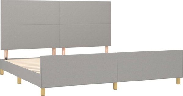 vidaXL Κρεβατοκάμαρα με κεφαλάρι ανοιχτό γκρι 200x200 cm με υφασμάτινη επένδυση