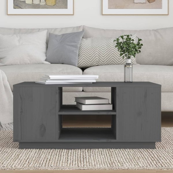 vidaXL Stolik kawowy, szara, 90x49x40,5 cm, lite drewno sosnowe