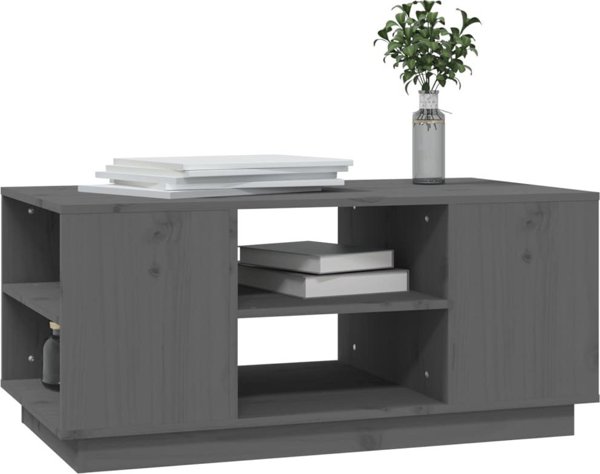 vidaXL Stolik kawowy, szara, 90x49x40,5 cm, lite drewno sosnowe