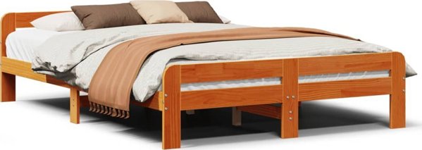 vidaXL Σκελετός Κρεβατιού χωρίς Στρώμα 150x200 εκ. Κεχριμπαρένιο Καφέ Καρυδιά