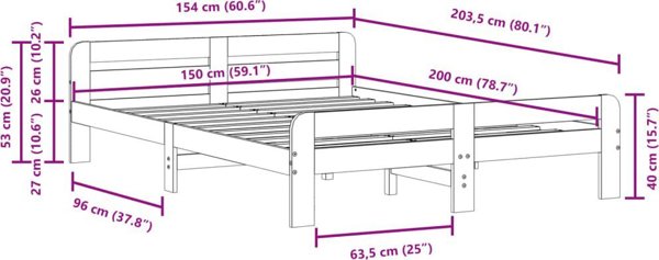 vidaXL Σκελετός Κρεβατιού χωρίς Στρώμα 150x200 εκ. Κεχριμπαρένιο Καφέ Καρυδιά