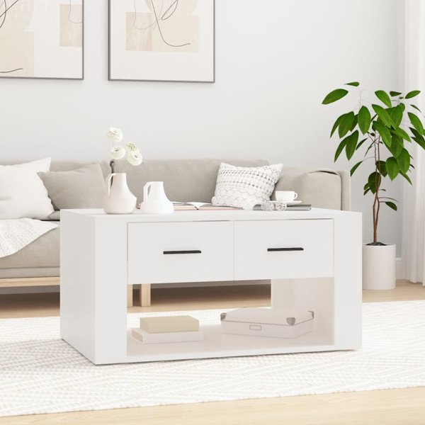 vidaXL Τραπεζάκι καφέ, λευκό, 80x50x40 εκ, σύνθετο ξύλο