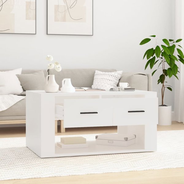 vidaXL Τραπεζάκι καφέ, λευκό, 80x50x40 εκ, σύνθετο ξύλο