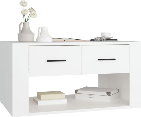 vidaXL Τραπεζάκι καφέ, λευκό, 80x50x40 εκ, σύνθετο ξύλο