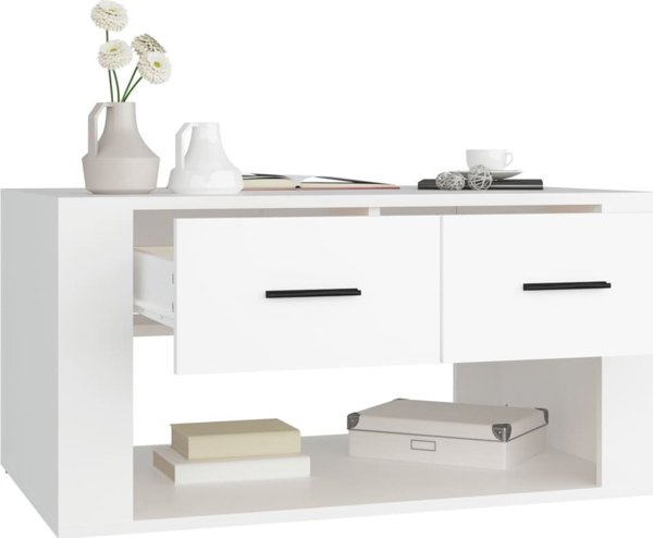 vidaXL Τραπεζάκι καφέ, λευκό, 80x50x40 εκ, σύνθετο ξύλο