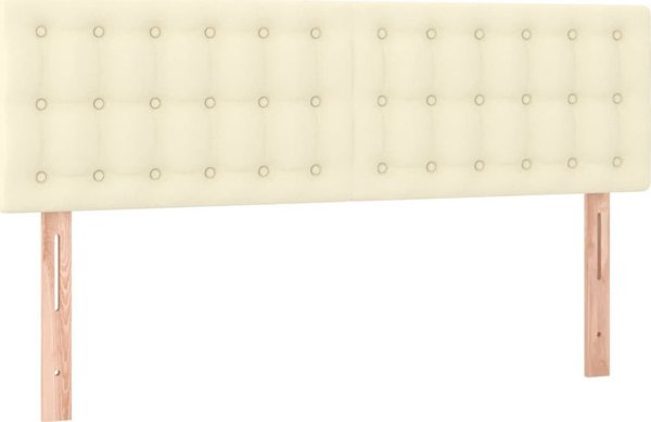 vidaXL Κρεβάτι κοντινεντάλ με LED, στρώμα, κρεμ οικοδερμα 140x200 cm