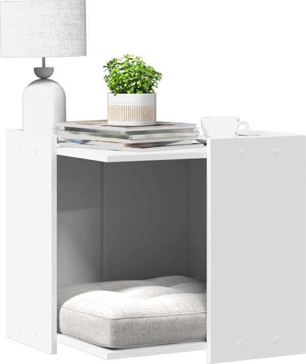 vidaXL Ντουλάπι για γατότουαλέτα λευκό 53x53x51 εκ. συνθετικό ξύλο