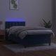 vidaXL Κρεβάτι κοντινεντάλ με στρώμα και LED, μπλε βελούδο 90x200 cm