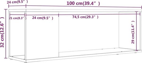 vidaXL Έπιπλο τηλεόρασης, γκρι δρυς σονόμα, 100x24x32 εκ.