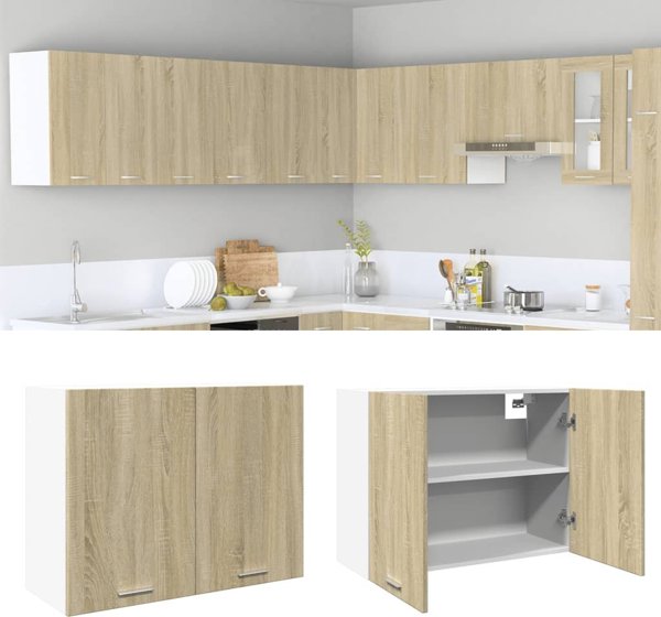vidaXL Κρεμαστό ντουλάπι χρώμα Sonoma δρυς 80x31x60 cm μοριοσανίδα