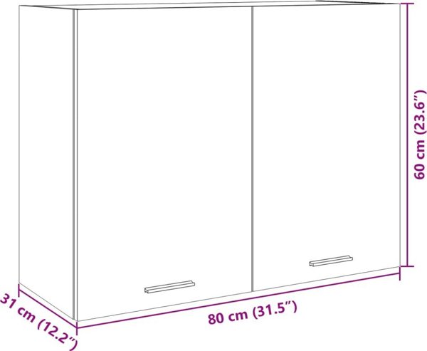 vidaXL Κρεμαστό ντουλάπι χρώμα Sonoma δρυς 80x31x60 cm μοριοσανίδα