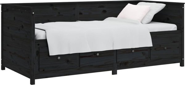 vidaXL Κρεβάτι ημέρας μαύρο, 90x190 cm, από μασίφ πεύκο