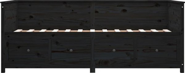 vidaXL Κρεβάτι ημέρας μαύρο, 90x190 cm, από μασίφ πεύκο