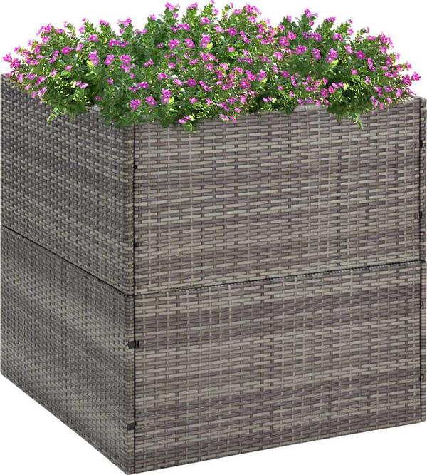 vidaXL Donica ogrodowa, szara, 80x80x80 cm, rattan PE