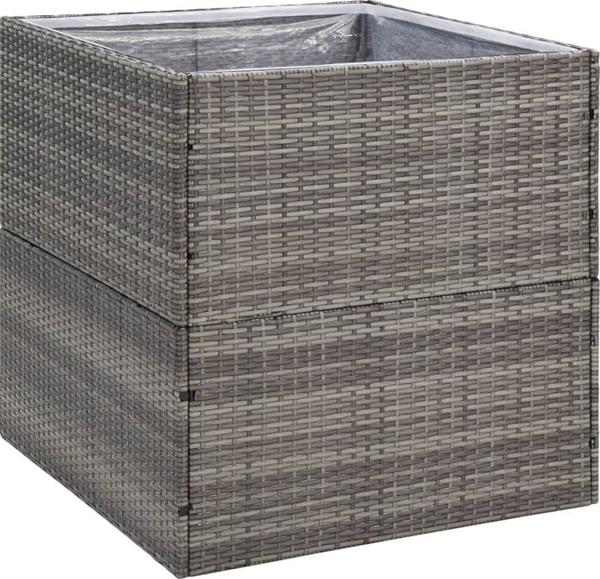 vidaXL Donica ogrodowa, szara, 80x80x80 cm, rattan PE