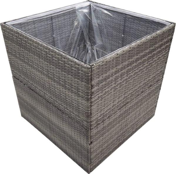 vidaXL Donica ogrodowa, szara, 80x80x80 cm, rattan PE