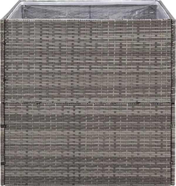 vidaXL Donica ogrodowa, szara, 80x80x80 cm, rattan PE