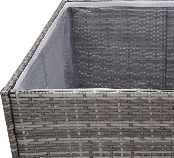 vidaXL Donica ogrodowa, szara, 80x80x80 cm, rattan PE