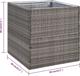 vidaXL Donica ogrodowa, szara, 80x80x80 cm, rattan PE