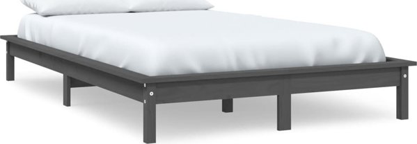 vidaXL Ράμα κρεβατιού, γκρι, 180x200 εκ., από μασίφ πεύκο, Super King