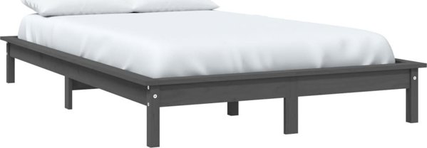 vidaXL Ράμα κρεβατιού, γκρι, 180x200 εκ., από μασίφ πεύκο, Super King