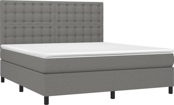 vidaXL Kontinentaliko lozko me stratwma, skouro gri yfasma, 160x200 cm
