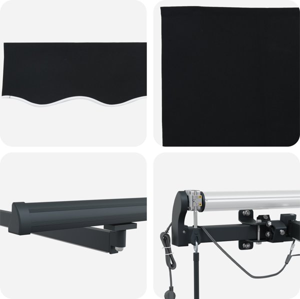 vidaXL Automatyczna markiza chowana z LED czarna 400x350 cm
