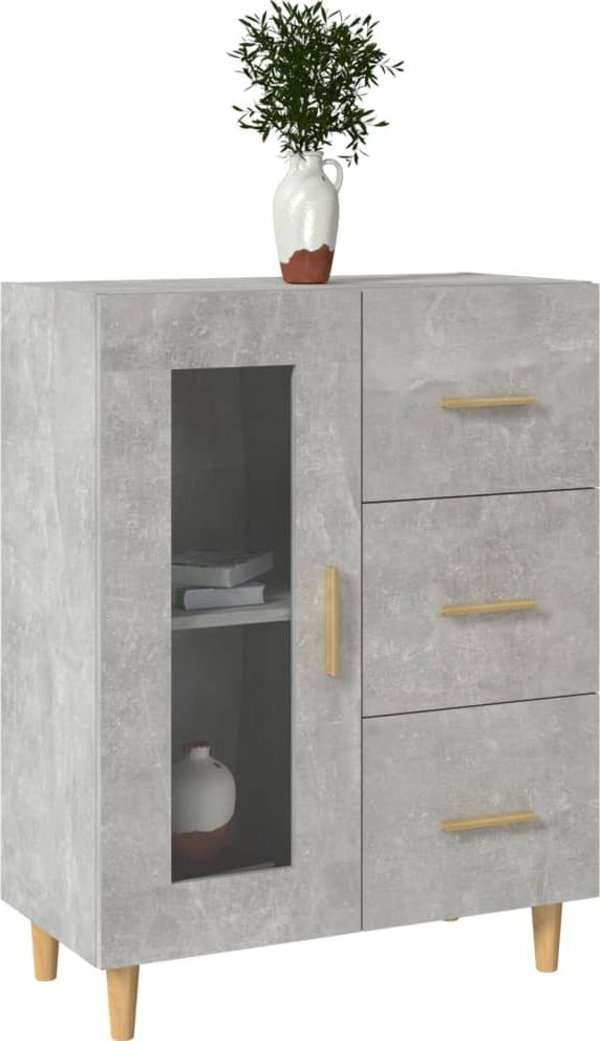 vidaXL Κομόντα, σκουρόχρωμο γκρι τσιμέντο, 69,5x34x90 cm, σύνθετο ξύλο