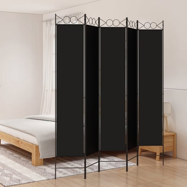 vidaXL vidaXL Parawan 5-panelowy, czarny, 200x220 cm, tkanina